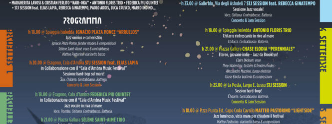 San Teodoro Jazz ottava edizione:  domani (sabato 2 settembre) alle 18  presso l’Esagono di Cala d’Ambra
